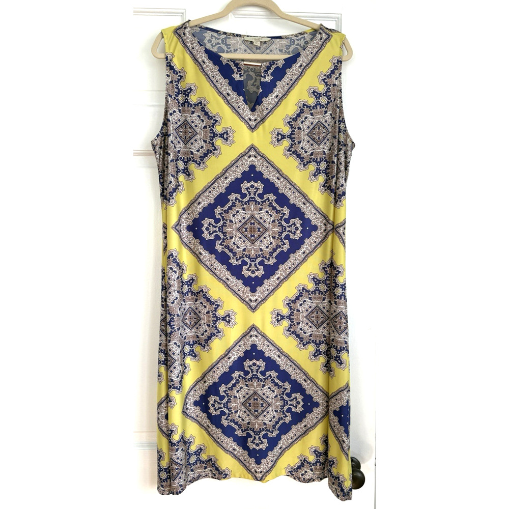 Haani Sleeveless Shift Dress Boho Vacation Wear Casual Chic Breezy Summer | 2X